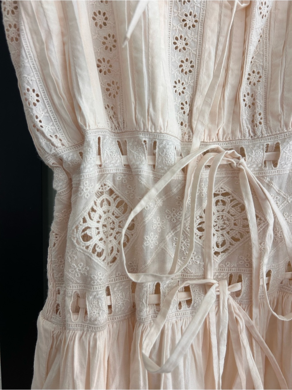 Christy Dawn Cream Eyelet Cotton Maxi Dress - Size Small - Picture 3 of 3